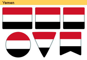 Obraz premium 「イエメンの国旗」6個の形のアイコンデザイン