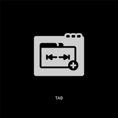 white tab vector icon on black background. modern flat tab from web concept vector sign symbol can be use for web, mobile and logo.