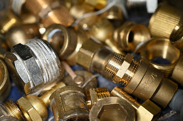 Metal brass water couplings with thread.