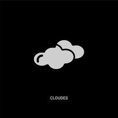 white cloudes vector icon on black background. modern flat cloudes from weather concept vector sign symbol can be use for web, mobile and logo.