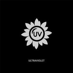 white ultraviolet vector icon on black background. modern flat ultraviolet from weather concept vector sign symbol can be use for web, mobile and logo.