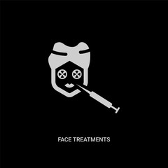 white face treatments vector icon on black background. modern flat face treatments from user concept vector sign symbol can be use for web, mobile and logo.