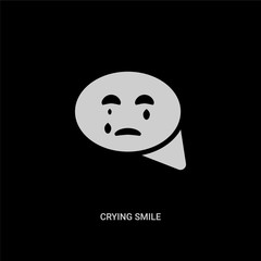 white crying smile vector icon on black background. modern flat crying smile from ui concept vector sign symbol can be use for web, mobile and logo.