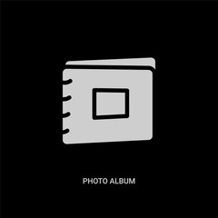 white photo album vector icon on black background. modern flat photo album from ui concept vector sign symbol can be use for web, mobile and logo.