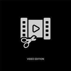 white video edition vector icon on black background. modern flat video edition from ui concept vector sign symbol can be use for web, mobile and logo.