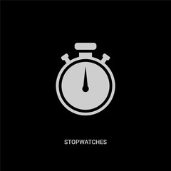 white stopwatches vector icon on black background. modern flat stopwatches from ui concept vector sign symbol can be use for web, mobile and logo.