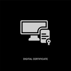 white digital certificate vector icon on black background. modern flat digital certificate from ui concept vector sign symbol can be use for web, mobile and logo.