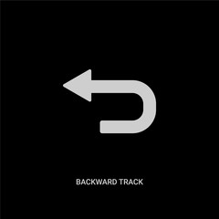 white backward track vector icon on black background. modern flat backward track from ui concept vector sign symbol can be use for web, mobile and logo.