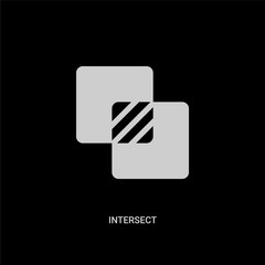 white intersect vector icon on black background. modern flat intersect from ui concept vector sign symbol can be use for web, mobile and logo.