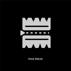 white page break vector icon on black background. modern flat page break from ui concept vector sign symbol can be use for web, mobile and logo.