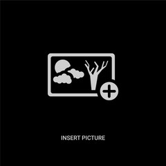 white insert picture vector icon on black background. modern flat insert picture from ui concept vector sign symbol can be use for web, mobile and logo.