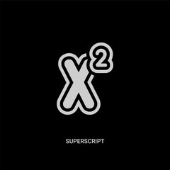 white superscript vector icon on black background. modern flat superscript from ui concept vector sign symbol can be use for web, mobile and logo.