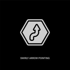 white swirly arrow pointing upwards vector icon on black background. modern flat swirly arrow pointing upwards from ui concept vector sign symbol can be use for web, mobile and logo.