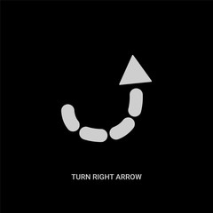 white turn right arrow with broken line vector icon on black background. modern flat turn right arrow with broken line from ui concept vector sign symbol can be use for web, mobile and logo.