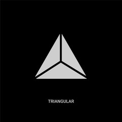 white triangular vector icon on black background. modern flat triangular from ui concept vector sign symbol can be use for web, mobile and logo.