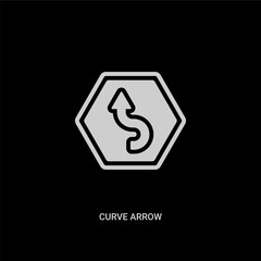 white curve arrow vector icon on black background. modern flat curve arrow from ui concept vector sign symbol can be use for web, mobile and logo.