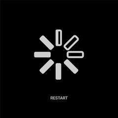 white restart vector icon on black background. modern flat restart from ui concept vector sign symbol can be use for web, mobile and logo. - obrazy, fototapety, plakaty