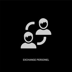 white exchange personel vector icon on black background. modern flat exchange personel from ui concept vector sign symbol can be use for web, mobile and logo. - obrazy, fototapety, plakaty