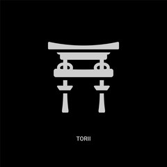 white torii vector icon on black background. modern flat torii from travel concept vector sign symbol can be use for web, mobile and logo.