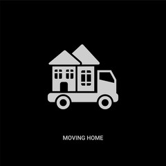 white moving home vector icon on black background. modern flat moving home from transport concept vector sign symbol can be use for web, mobile and logo.