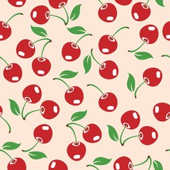 vector red cherry seamless pattern