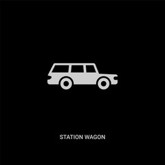 white station wagon vector icon on black background. modern flat station wagon from transport concept vector sign symbol can be use for web, mobile and logo.