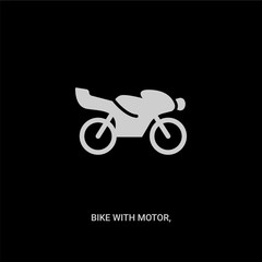 white bike with motor, ios 7 interface vector icon on black background. modern flat bike with motor, ios 7 interface from transport concept vector sign symbol can be use for web, mobile and logo.