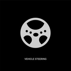 white vehicle steering wheel vector icon on black background. modern flat vehicle steering wheel from transport concept vector sign symbol can be use for web, mobile and logo.