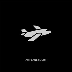 white airplane flight vector icon on black background. modern flat airplane flight from transport concept vector sign symbol can be use for web, mobile and logo.
