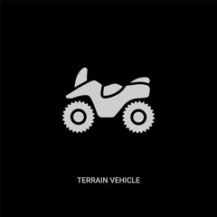 white terrain vehicle vector icon on black background. modern flat terrain vehicle from transport concept vector sign symbol can be use for web, mobile and logo.