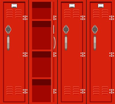 vector red school lockers