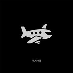 white planes vector icon on black background. modern flat planes from transport concept vector sign symbol can be use for web, mobile and logo.