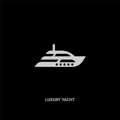 white luxury yacht vector icon on black background. modern flat luxury yacht from transport concept vector sign symbol can be use for web, mobile and logo.
