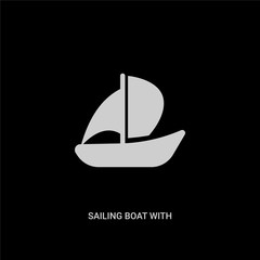 white sailing boat with veils vector icon on black background. modern flat sailing boat with veils from transport concept vector sign symbol can be use for web, mobile and logo.