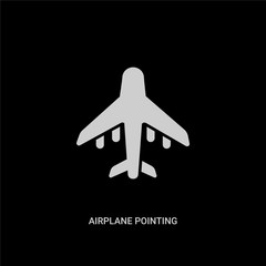 white airplane pointing up vector icon on black background. modern flat airplane pointing up from transport concept vector sign symbol can be use for web, mobile and logo.