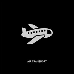 white air transport vector icon on black background. modern flat air transport from transport concept vector sign symbol can be use for web, mobile and logo.