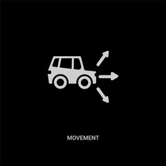 white movement vector icon on black background. modern flat movement from transport concept vector sign symbol can be use for web, mobile and logo.