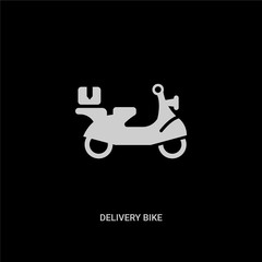 white delivery bike vector icon on black background. modern flat delivery bike from transport concept vector sign symbol can be use for web, mobile and logo.