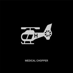 white medical chopper transport vector icon on black background. modern flat medical chopper transport from transport concept vector sign symbol can be use for web, mobile and logo.