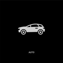 white auto vector icon on black background. modern flat auto from transport concept vector sign symbol can be use for web, mobile and logo.