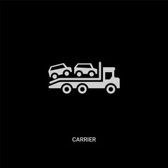 white carrier vector icon on black background. modern flat carrier from transport concept vector sign symbol can be use for web, mobile and logo.
