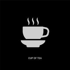 white cup of tea vector icon on black background. modern flat cup of tea from tools and utensils concept vector sign symbol can be use for web, mobile and logo.