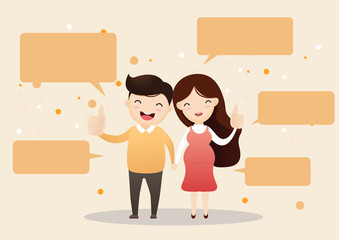 Happy man and pregnant woman.