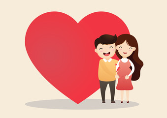 Happy man and pregnant woman.