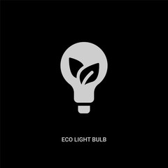 white eco light bulb vector icon on black background. modern flat eco light bulb from tools and utensils concept vector sign symbol can be use for web, mobile and logo.
