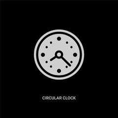 white circular clock vector icon on black background. modern flat circular clock from tools and utensils concept vector sign symbol can be use for web, mobile and logo.