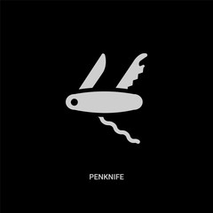 white penknife vector icon on black background. modern flat penknife from tools and utensils concept vector sign symbol can be use for web, mobile and logo.
