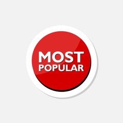 Most popular button red round on white background 