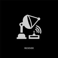 white reciever vector icon on black background. modern flat reciever from technology concept vector sign symbol can be use for web, mobile and logo.