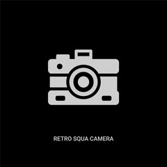white retro squa camera vector icon on black background. modern flat retro squa camera from technology concept vector sign symbol can be use for web, mobile and logo.